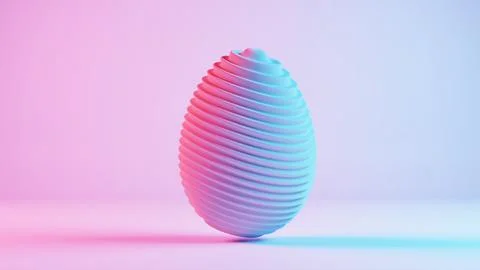 3D minimalist Easter egg design with a retro wave aesthetic, blending classic Stock Illustration