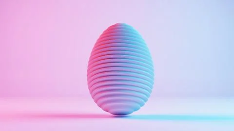 3D minimalist Easter egg design with a retro wave aesthetic, blending classic Stock Illustration