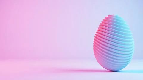 3D minimalist Easter egg design with a retro wave aesthetic, blending classic Stock Illustration