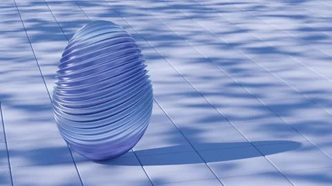 3D minimalist Easter egg design with a glass texture and retro wave elements, Illustrazione stock