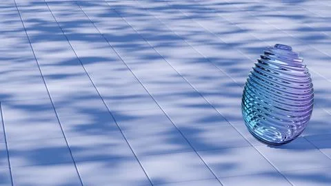 3D minimalist Easter egg design with a glass texture and retro wave elements, Stockillustratie