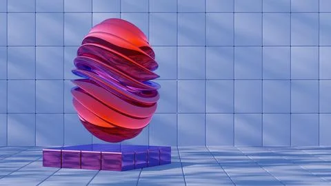 3D minimalist Easter egg design with a glass texture and retro wave elements, Illustrazione stock