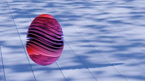 3D minimalist Easter egg design with a glass texture and retro wave elements, 스톡 일러스트