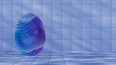 3D minimalist Easter egg design with a glass texture and retro wave elements, 库存插图