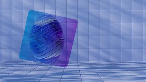 3D minimalist Easter egg design with a glass texture and retro wave elements, Stock Illustration