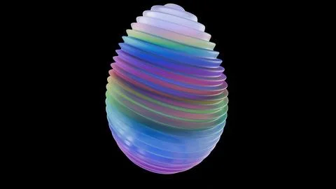 3D minimalist Easter egg design with a glass texture and retro wave elements, Illustrazione stock