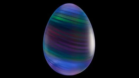 3D minimalist Easter egg design with a glass texture and retro wave elements, Illustrazione stock