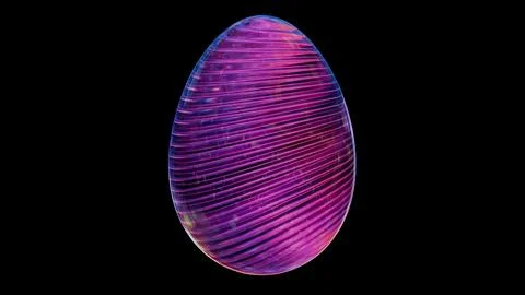 3D minimalist Easter egg design with a glass texture and retro wave elements, Illustrazione stock