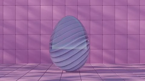 3D minimalist Easter egg design with a glass texture and retro wave elements, Illustrazione stock
