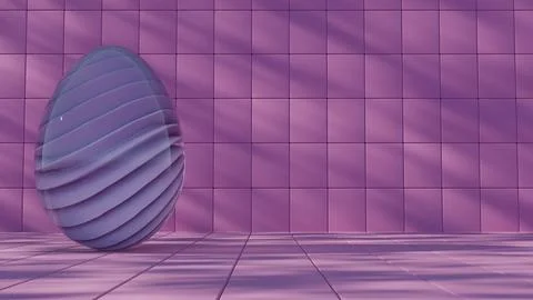 3D minimalist Easter egg design with a glass texture and retro wave elements, Stock Illustration