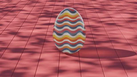 3D minimalist Easter egg design with a glass texture and retro wave elements, Illustrazione stock