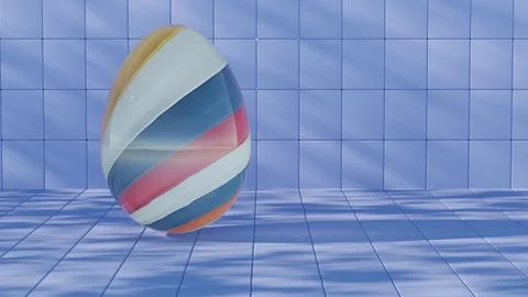 3D minimalist Easter egg design featuring a retro wave pattern, blending mode Stock Illustration