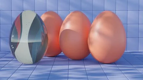 3D minimalist Easter egg design featuring a retro wave pattern, blending mode Illustrazione stock