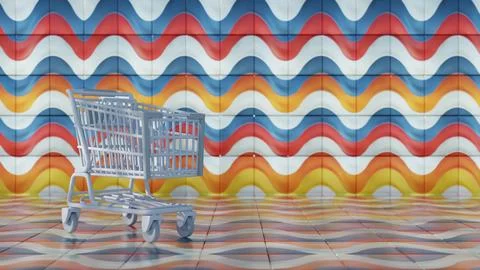 3D minimalist Easter egg design with a retro wave pattern, accompanied by a s Stock Illustration