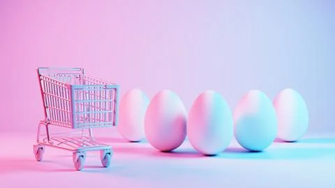 3D minimalist Easter egg design with a retro wave pattern, accompanied by a s Illustrazione stock