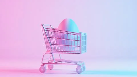 3D minimalist Easter egg design with a retro wave pattern, accompanied by a s Stock Illustration