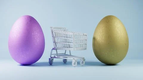 3D minimalist Easter egg design with a retro wave pattern, accompanied by a s Stock Illustration