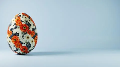 3D minimalist Easter egg design featuring a retro wave pattern, blending mode Stockillustratie