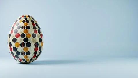 3D minimalist Easter egg design featuring a retro wave pattern, blending mode Stockillustratie