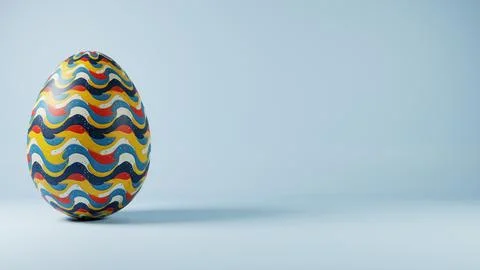 3D minimalist Easter egg design featuring a retro wave pattern, blending mode Stockillustratie