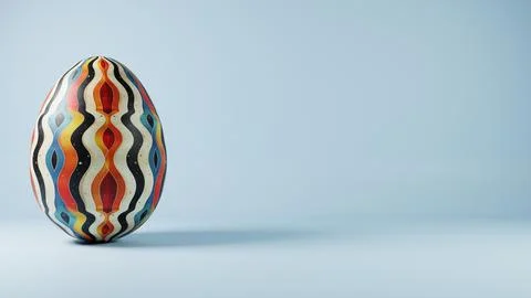 3D minimalist Easter egg design featuring a retro wave pattern, blending mode Illustrazione stock
