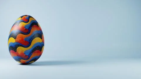 3D minimalist Easter egg design featuring a retro wave pattern, blending mode イラスト素材