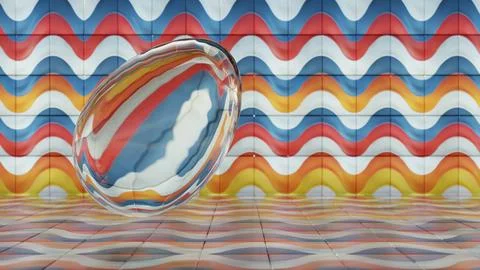 3D minimalist Easter egg design with a glass texture and retro wave elements, Stockillustratie