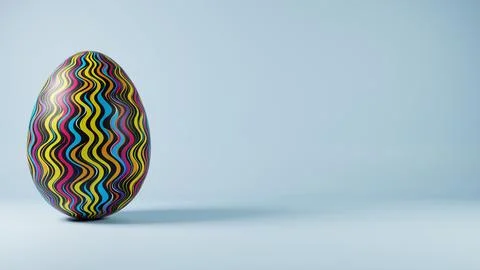 3D minimalist Easter egg design featuring a retro wave pattern, blending mode 스톡 일러스트