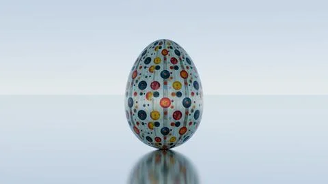 3D minimalist Easter egg design featuring a retro wave pattern, blending mode イラスト素材