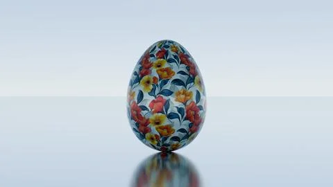 3D minimalist Easter egg design featuring a retro wave pattern, blending mode イラスト素材