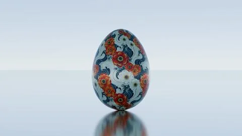 3D minimalist Easter egg design featuring a retro wave pattern, blending mode Stockillustratie