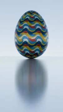 3D minimalist Easter egg design featuring a retro wave pattern, blending mode Stockillustratie