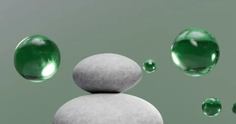 3d minimalistic modern composition of stones made in light mint and  gray Stock Footage 333769713