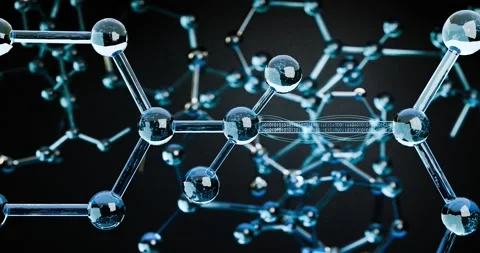 3d minimalistic molecular structure, transparent spheres connected by thin c Stock Footage 333769729