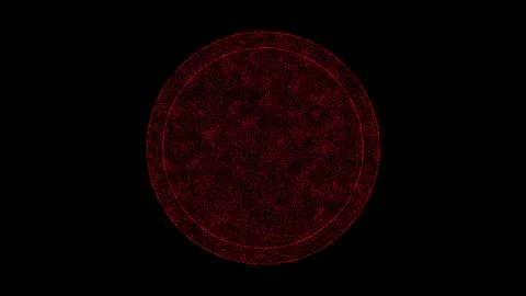 3D mirror on black bg. Object dissolved red flickering particles. Business ba Illustrazione stock