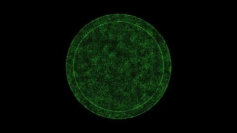 3D mirror on black bg. Object dissolved green flickering particles. Busines.. Stockillustratie