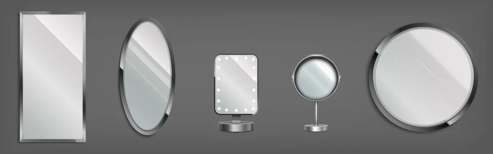 3d mirrors, make up table and decorative glasses Stock Illustration