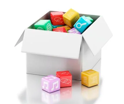 3d Mobile applications software in white box. Ilustración de archivo