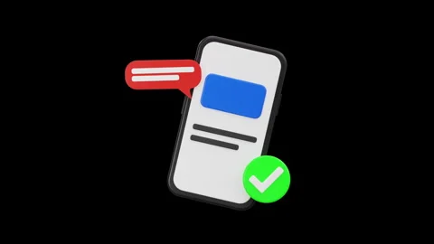 3D Mobile Chat Message Sent Confirmation Animation, 4K Animation Stock Footage 310598556