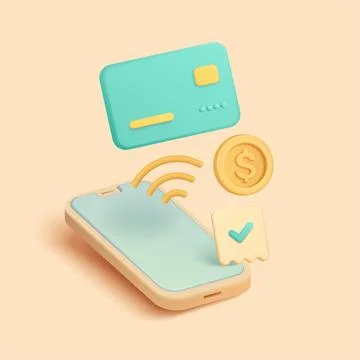 3D Mobile Checkout Payment Process Vector Art 스톡 일러스트