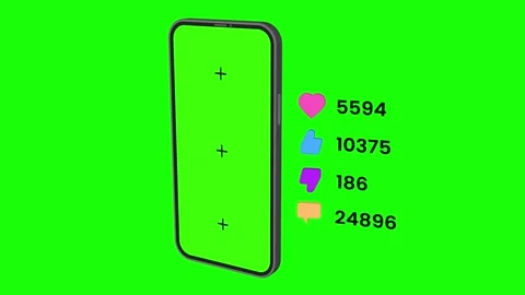 3D mobile device showing explosive social media engagement metrics Stock Footage 329451033