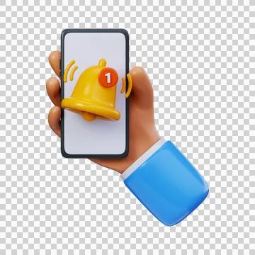 3D Mobile notification in hand. Stock Illustration