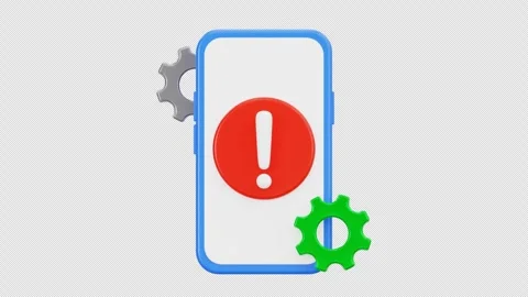 3D Mobile Phone Application Error Animation, Alpha Channel Stock Footage 313165602