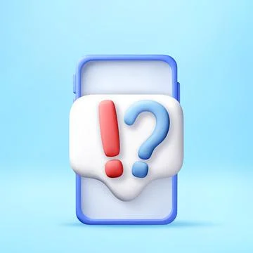 3D Mobile phone with exclamation and question mark 스톡 일러스트