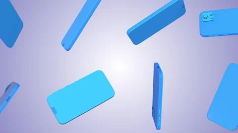 3D Mobile Phone Icons Falling on a Light Background. Mobile Phone 3D Animation. Stock Footage 285593191