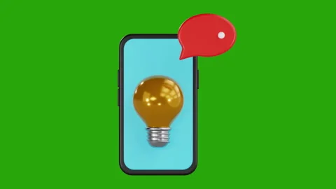 3D Mobile Phone with Idea Lightbulb and Speech Bubble Animation Stock Footage 311796869