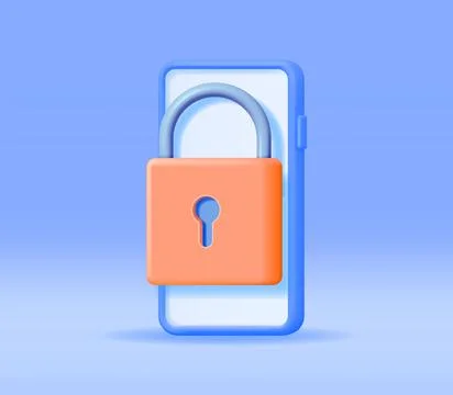 3D Mobile Phone with Lock on the Screen Stock Illustration