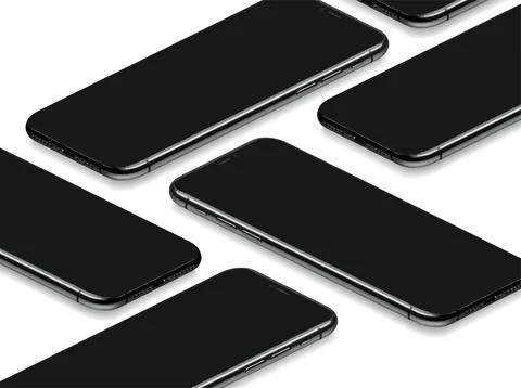 3D Mobile Phone Realistic Perspective Mockup Template Vector on White Background Stock Illustration