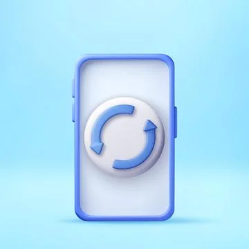 3D Mobile phone with refresh arrow button 스톡 일러스트