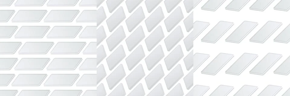 3D mobile phone seamless patterns. Smart screen on blank clay app design. Tablet Stock Illustration
